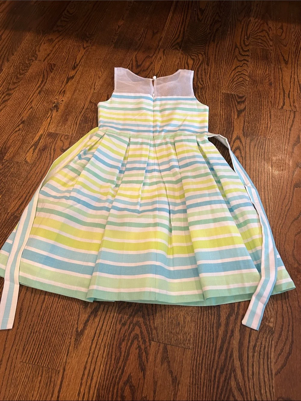 Bonnie Jean Pastel Stripe Party Dress in Yellow, Blue, Green, White
